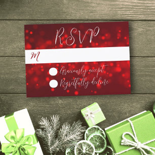 Christmas Red Sparkling Lights RSVP Cards