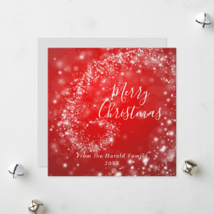 Christmas Red Sparkling Minimalist Stylish Script Holiday Card