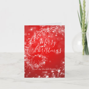 Christmas Red Sparkling Minimalist Stylish Script Holiday Card