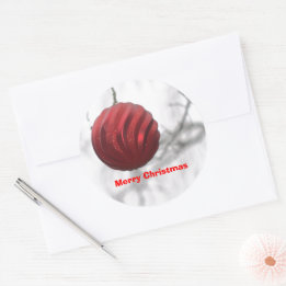 Christmas Red Sparkly Swirl Ornament Classic Round Sticker