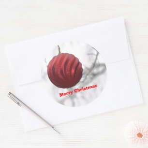 Christmas Red Sparkly Swirl Ornament Classic Round Sticker
