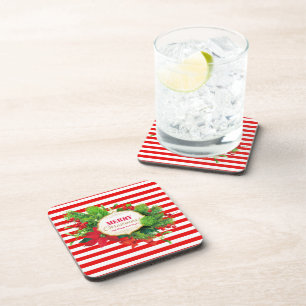 Christmas Red Striped Beverage Coaster
