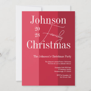 Christmas Red Striped Christmas Party Invitation