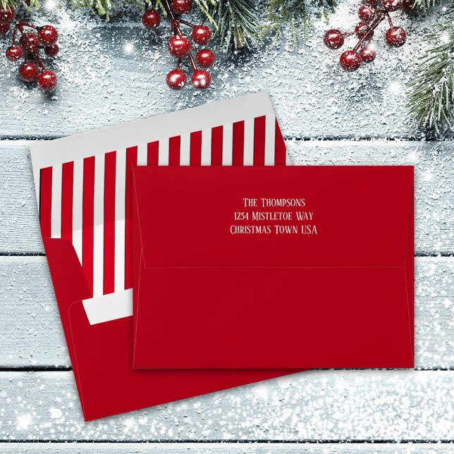  Christmas Red Striped Coordinating 5x7 Envelope (Creator Uploaded)