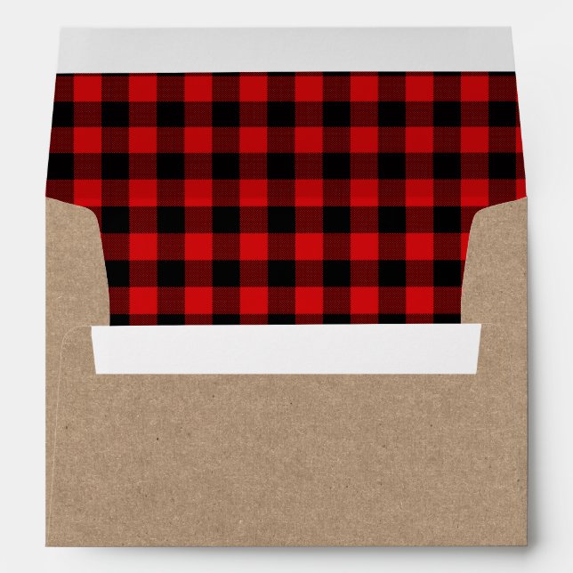 Christmas Red Tartan Kraft Envelope (Back (Bottom))