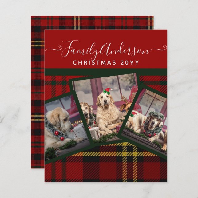 CHRISTMAS Red Tartan Photo Collage  (Front/Back)