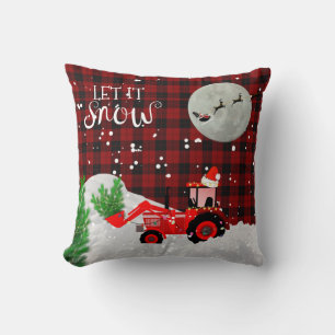 Christmas RED TRACTOR Lumberjack Buffalo Plaid Cushion