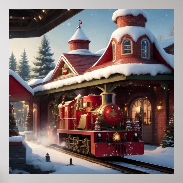 Christmas Red Train Poster (Front)
