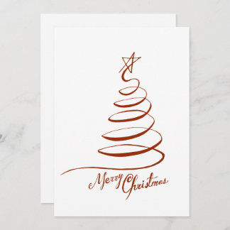 Christmas Red Tree Line Art Minimalistic Holiday Card