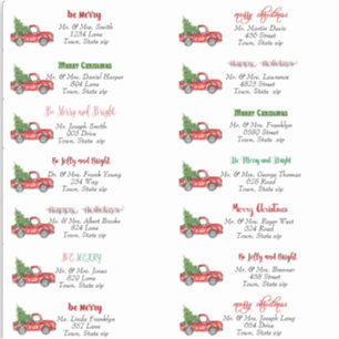 Christmas Red Truck Address Labels  Sticker