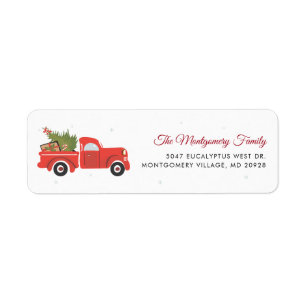 Christmas Red Truck and Tree Script Return Address Return Address Label