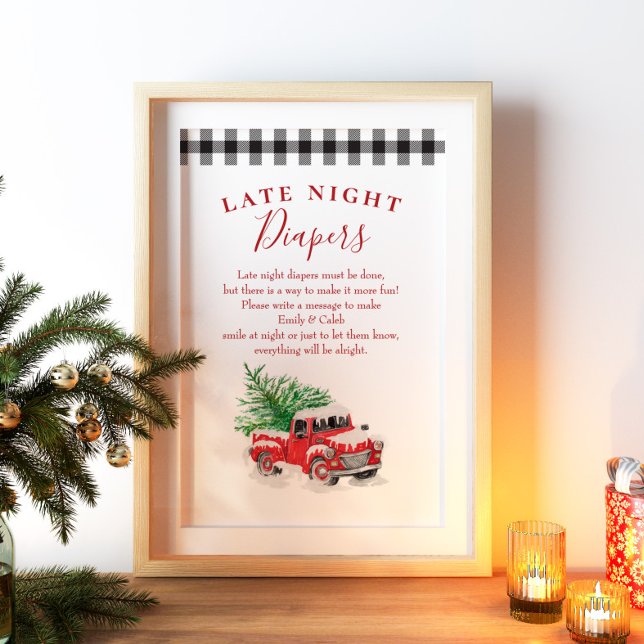 Christmas Red Truck Baby Shower Late Night Diapers Poster (Creator Uploaded)