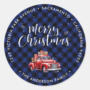 Christmas Red Truck Blue Return Address Labels