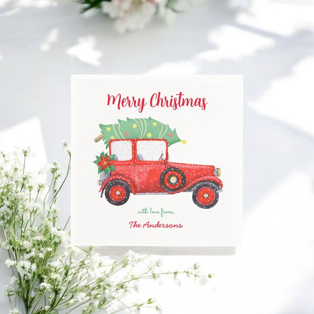 Christmas Red Truck Car Holiday  Napkin (Creator Uploaded)