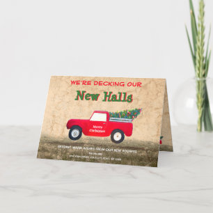 Christmas Red Truck Decking New Halls Country Holiday Card