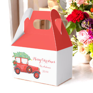 Christmas Red Truck Holiday White    Favour Box