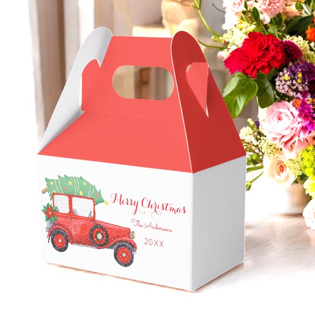 Christmas Red Truck Holiday White    Favour Box (Creator Uploaded)
