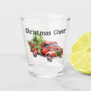 Christmas Red Truck Personalise Text Add Name Shot Glass