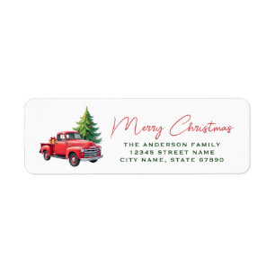 Christmas Red Truck Return Address Labels