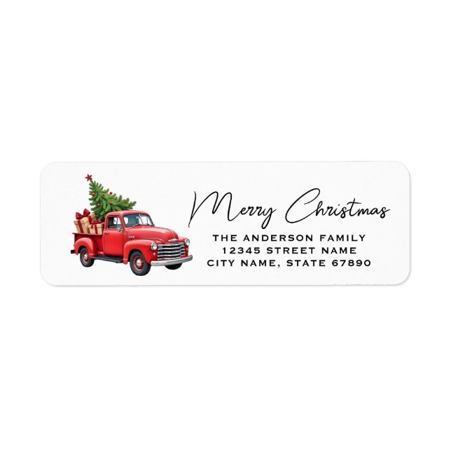 Christmas Red Truck Return Address Labels (Front)