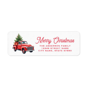 Christmas Red Truck Return Address Labels