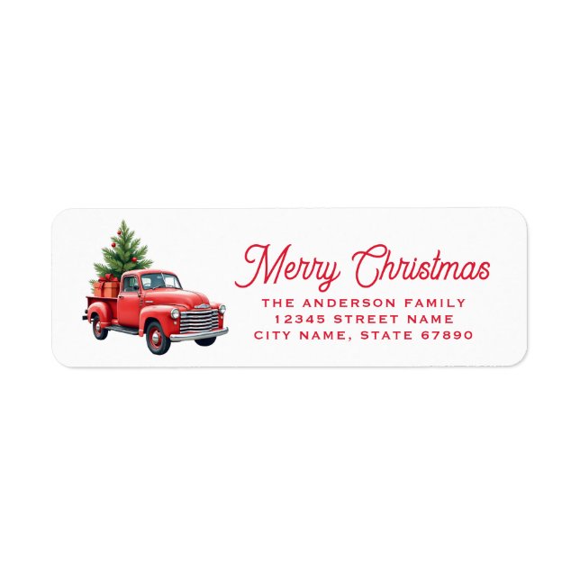 Christmas Red Truck Return Address Labels (Front)