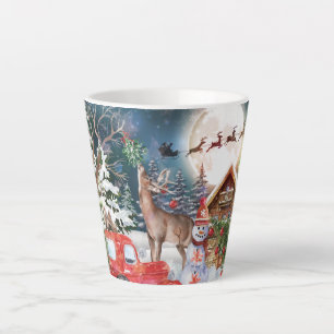 Christmas Red Truck Santa Rustic Winter Holidays Latte Mug