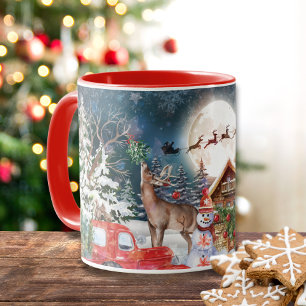Christmas Red Truck Santa Rustic Winter Holidays Mug