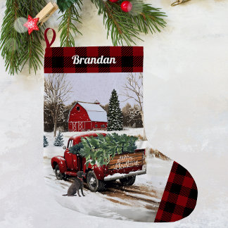 Christmas Red Truck Stocking - Personalised
