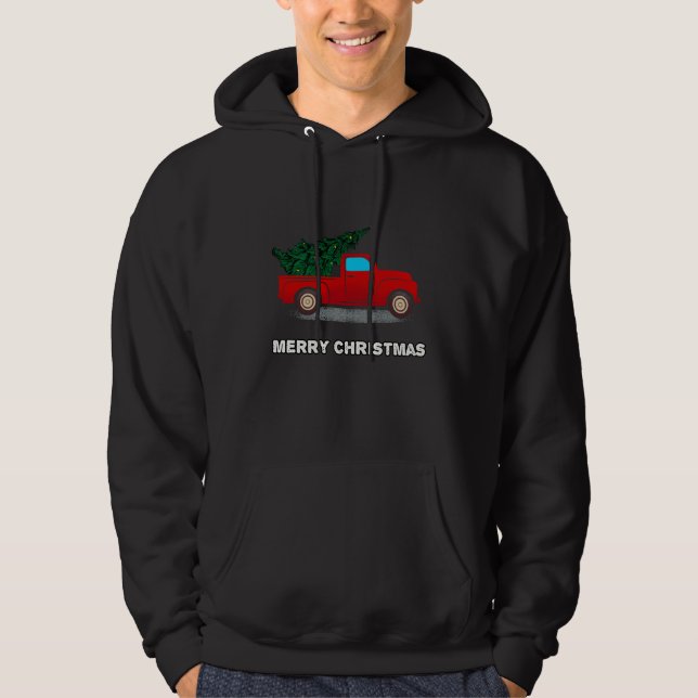 Christmas Red Truck Tree Gift For Xmas Vacation Hoodie (Front)