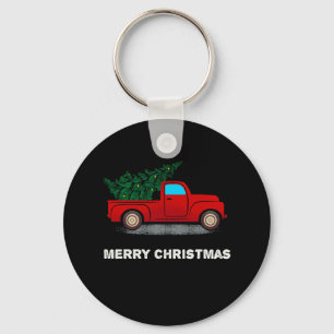 Christmas Red Truck Tree Gift For Xmas Vacation Key Ring