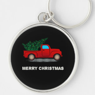 Christmas Red Truck Tree Gift For Xmas Vacation Key Ring