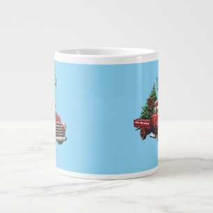christmas, red, truck, vintage, large coffee mug