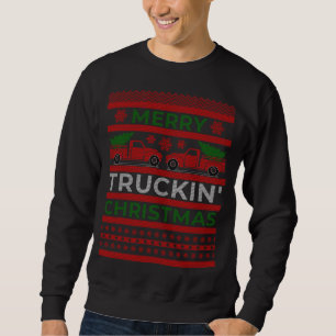 Christmas Red Truck with Xmas Tree - Ugly Sweater 