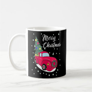 Christmas Red Truck Xmas Tree Vintage  Merry Chris Coffee Mug