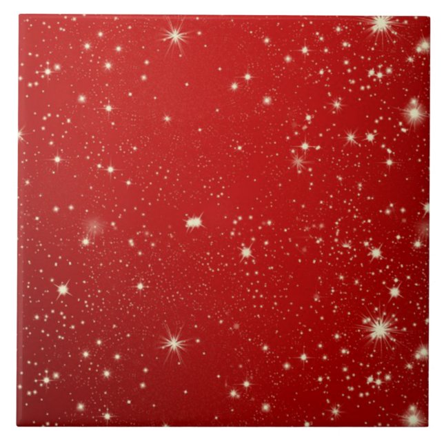 Christmas Red Twinkle, holiday design, Ceramic Til Ceramic Tile (Front)