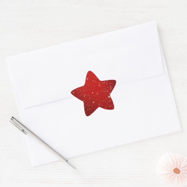 Christmas Red Twinkle Star Sticker (Envelope)