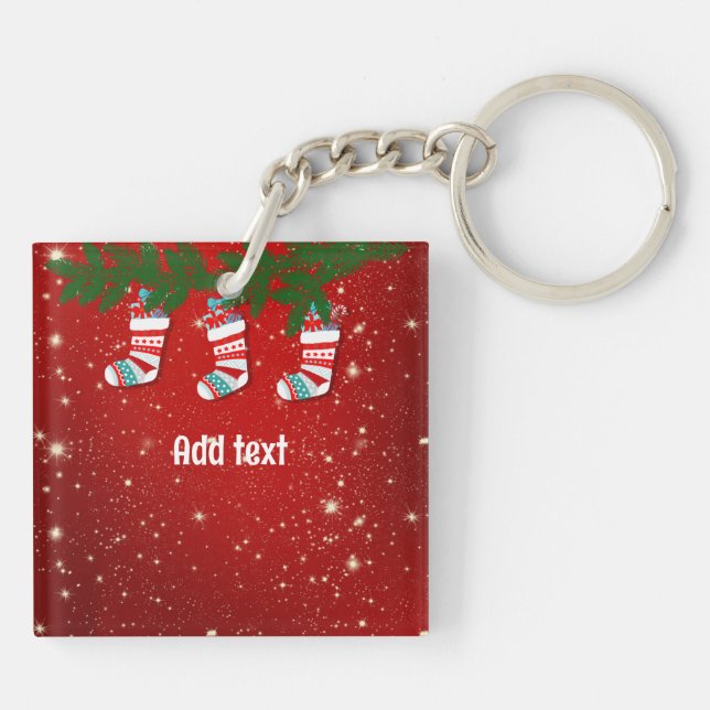 Christmas Red Twinkle template Key Ring (Back)