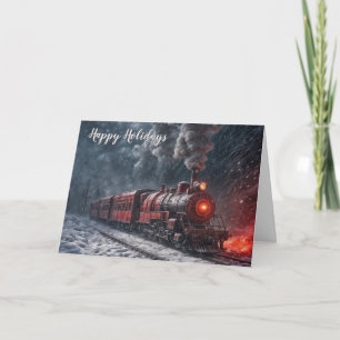 Christmas Red Vintage Snow Train Card