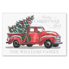 Christmas Red Vintage Truck Family Name