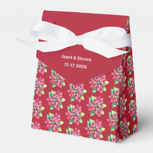  Christmas Red Wedding favour box (Front Side)