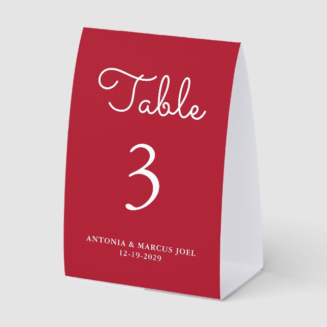Christmas Red Wedding Table Number (Front)