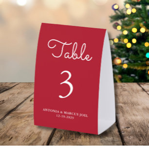 Christmas Red Wedding Table Number