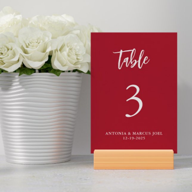 Christmas Red Wedding Table number Card (Creator Uploaded)