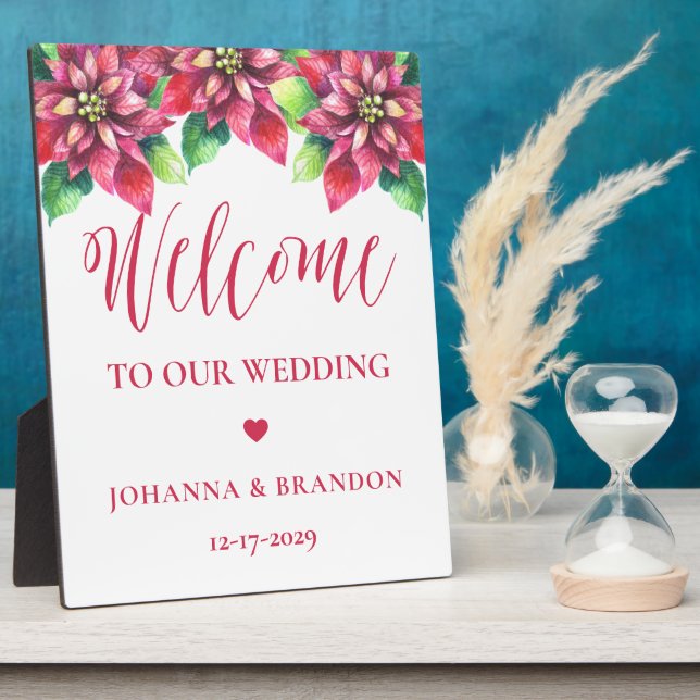  Christmas Red Wedding Welcome  Plaque (Side)