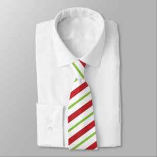 Christmas Red, White and Green diagonally Stripes Tie