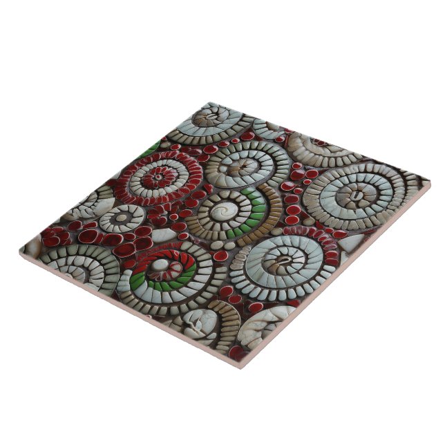 Christmas Red White and Green Marble Abstract Ceramic Tile (Side)