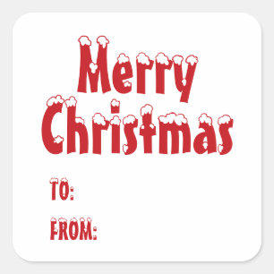 Christmas red white blank to from cute square sticker