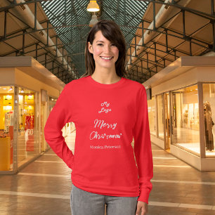 Christmas red white business logo name signature T-Shirt