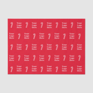 Christmas Red & White Candy Cane Business Logo Tissue Paper